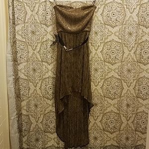 Bebe wilderness metallic strapless dress